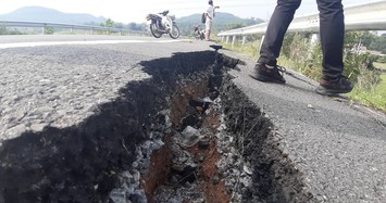 Nhiều vết nứt khổng lồ như động đất ở đường dẫn cao tốc Đà Nẵng - Quảng Ngãi