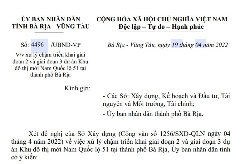 Thu hoi 39 ha dat tai du an Khu do thi moi Nam Quoc lo 51